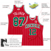 CUSTOM RED WHITE PINSTRIPE KELLY GREEN-WHITE BASKETBALL